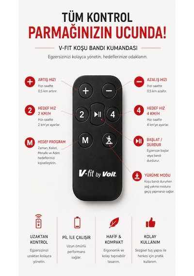 Voit Vibro Run Lite Titreşim Modlu Loop Bant Seti Hediyeli Katlanabilir Koşu Ve Yürüyüş Bandı 8 Km/h Brushless Motor