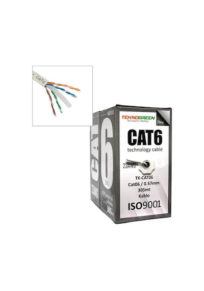 Teknogreen Cat6 Utp Data Kablosu 305 Metre Cca Gri