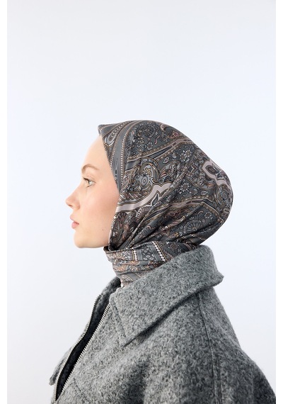 Mirsoy Scarf Zümra Desen Eşarp Antrasit