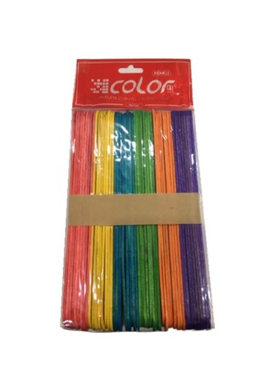 Colorbank Ahşap Aktivite Dil Çubuğu Büyük Geniş Renkli 1 Paket