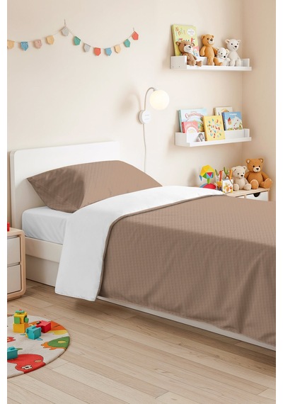 Vizon Kapitone Tek Kişilik Pike Takımı - Minimal Geometrik Bej 160x220 Cm Mevsimlik Yatak Örtüsü Sarı