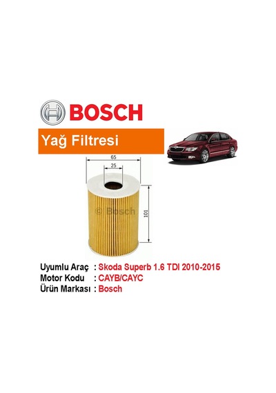 Skoda Superb 1.6 Tdı Yağ Filtresi 2010-2015 Bosch N11.22495
