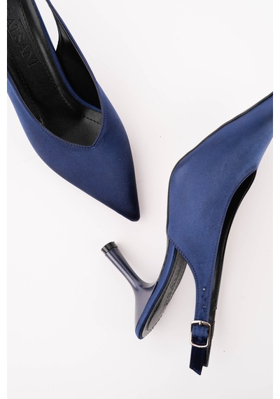 Esatsani Lacivert Saten Sivri Burun Arka Açık 9 Cm Topuk Vısıon Stiletto Kadın Ayakkabı Lacivert Saten Esatsani Lacivert Saten Sivri Burun Arka Açık 9 Cm Topuk Vısıon Stiletto Kadın Ayakkabı Lacivert Saten