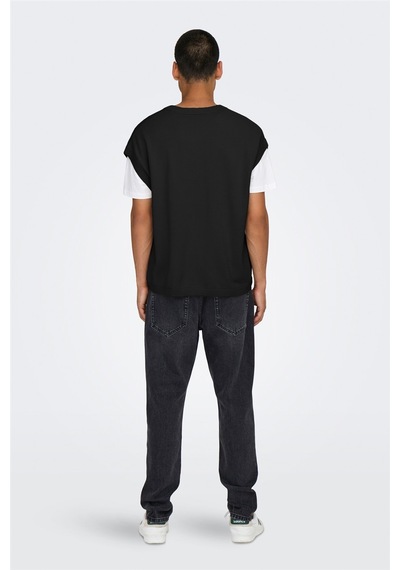 Only & Sons Onslusım Lıfe Rlx 12 V-neck Vest Knıt Erkek Siyah Yelek - 22030784 Siyah