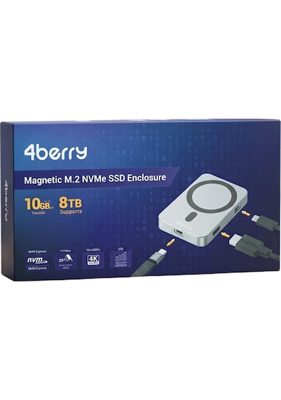 4berry Manyetik M.2 Nvme Telefon Ssd Kutusu 10gbps, Magsafe Uyumlu, 4k Hdmı & 100w Pd Destekli Harici Hard Disk Kutusu