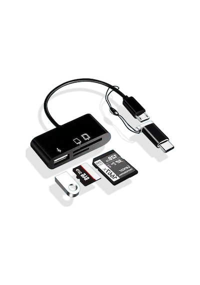 5256 Type-c Micro Usb 3in1 Sd Micrsd Kart Okuyucu Otg Çevirici Ka