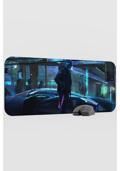 Dijital Cyberpunk City V2 70x30 Xl Gaming Kauçuk Kaymaz Taban Mouse Pad Fare Altlığı