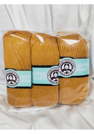 Super Baby Altın Bej El Örgü İpi Art No:1758 Nm:3.4 100gr. 340mt. 3 Adet - Renk: 115