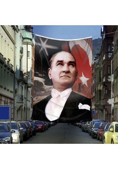 Ay Yıldız-sivil-takım Elbiseli Gazi Mustafa Kemal Atatürk Poster Dış Cephe Bayrak-6x9 Metre 1