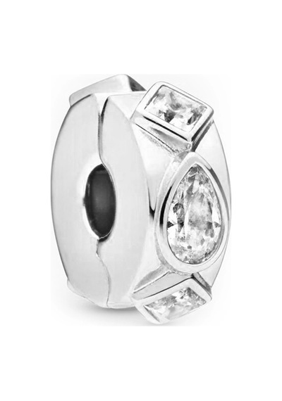 Nur Silver Su Damlası Ve Kare Detay Klips Gümüş Charm Nur-bl00650