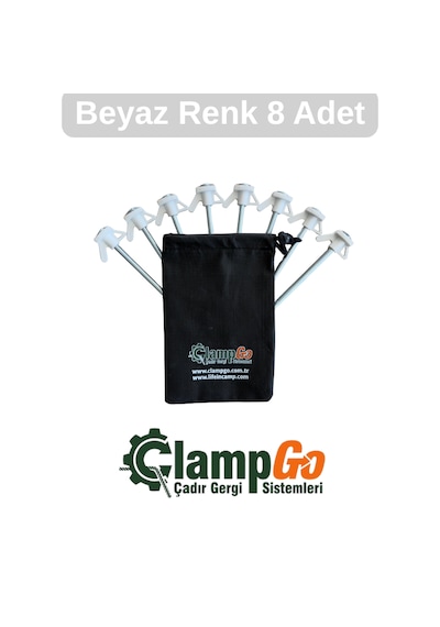 Clampgo Sert Zemin Çadır-tente-tarp Kazığı 8 Mm Kalınlığında 21 Cm Uzunluğunda Beyaz