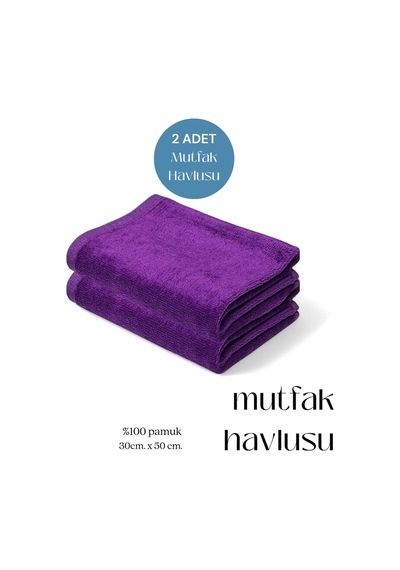 2 Adet Mutfak Havlusu El Yüz Havlusu Mor