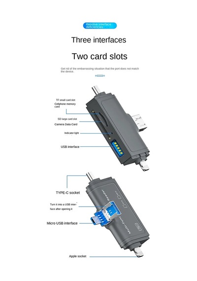 Multi Otg Usb Ligtning İphone - İpad Uyumlu Ve Type-c Girişli Kar