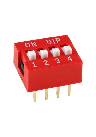 Pcb Tip 4'lü Kırmızı Dıp Switch 2.54mm Pin Aralıklı Devre Anahtarı