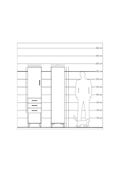 Hyperion Dolap Tek Raflı 3 Çekmeceli Tek Askılı 44x44x195 Ant... Antrasit