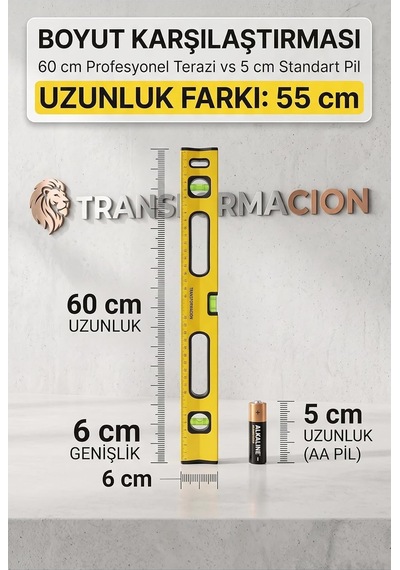Tr Profesyonel Döküm Alüminyum Su Terazisi 60 Cm - 3 Gözlü Hassas Dengeleme Cetveli Mıknatıslı Duvar İnşaat Fa