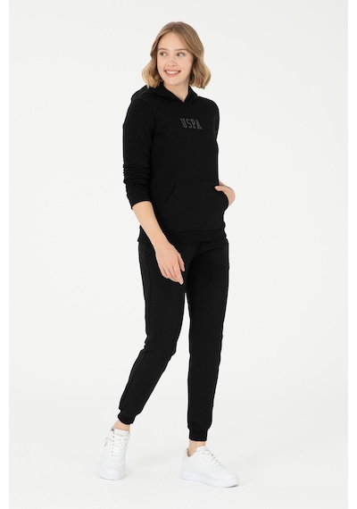 U.S. Polo Assn. Kadın Siyah Basic Kapüşonlu Sweatshirt 50289536-VR046
