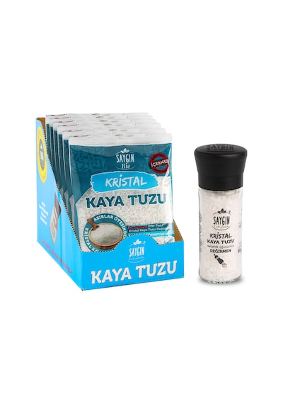 Saygın Öğütmelik Kaya Tuzu 6 x 500 G + Değirmen Tuz 110 G