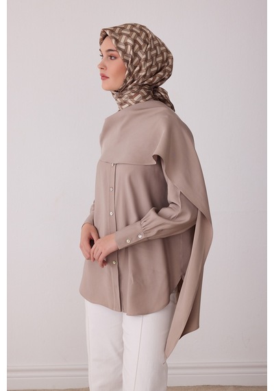 Belli Geometrik Desen %100 Twill İpek Eşarp Be07 Bej