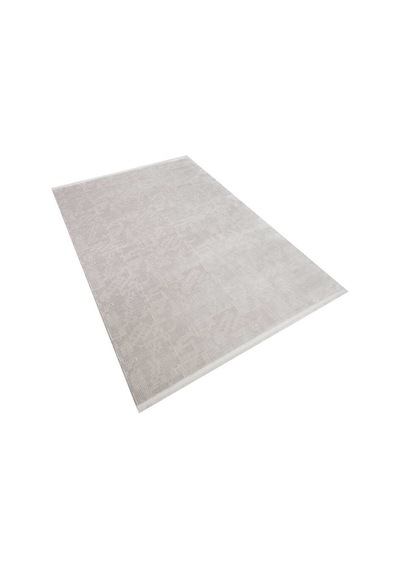 Geometrik Abstract Desenli Prato İpeksi Lüks Viskon Halı Pr09 Gri Kemik