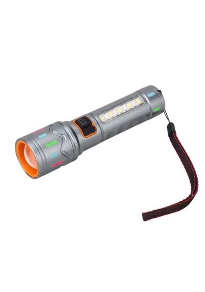 Panther 10 Watt Tg Led + 2 Smd Led Usb Şarjlı El Feneri Açık Gri