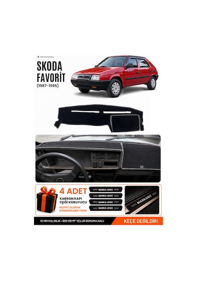 Skoda Favorit 1987-1995 Uyumlu Torpido Koruma, Torpido Örtüsü, Torpido Kılıfı - Siyah-gri - Sk003