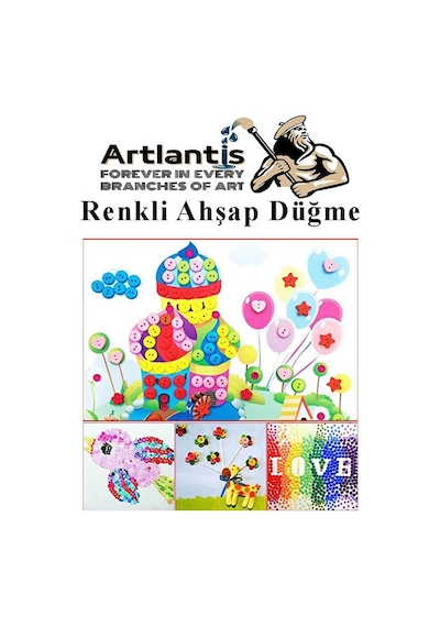 Renkli Düğme Ahşap 60 Adet 1 Paket Okul Kreş Sanat Etkinlik Anasınıfı 1,2cm 50 Adet 2,5cm 10 Adet
