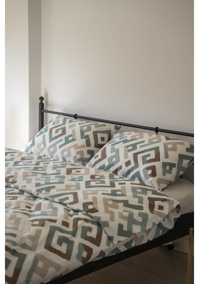 Cotton Collection Kışlık Pazen Çift Kişilik Nevresim Seti Geo Harmony Renkli
