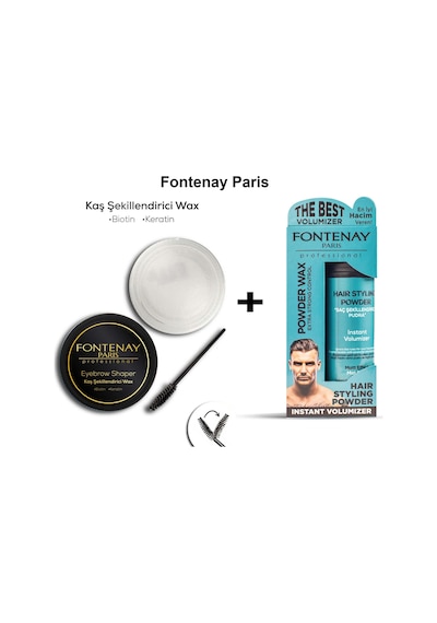 Fontenay Profesyonel Kaş Şekillendirici Wax + Saç Şekillendirici Toz Wax Mavi 2'li Set