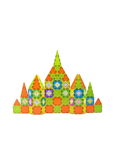 Magnetic 79 Parça Manyetik Blok Yapboz Stem Eğitici Oyuncak Kale Oyun Seti Eğitsel Kare Parça 5.5 Cm