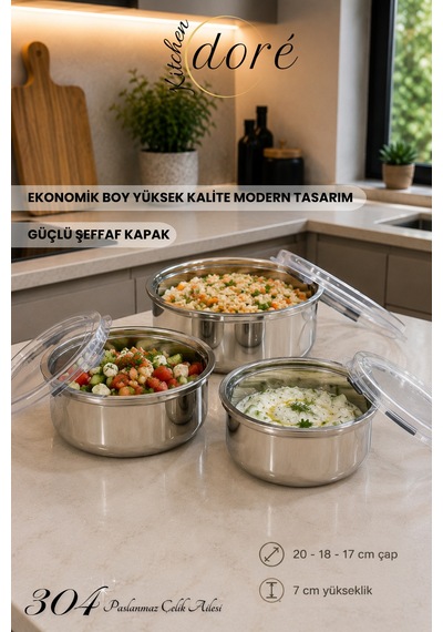 304 Çelik Saklama Kabı Sızdırmaz Kapak Yüksek Kaliteli Çelik Isıtma İçin Uygun Gümüş