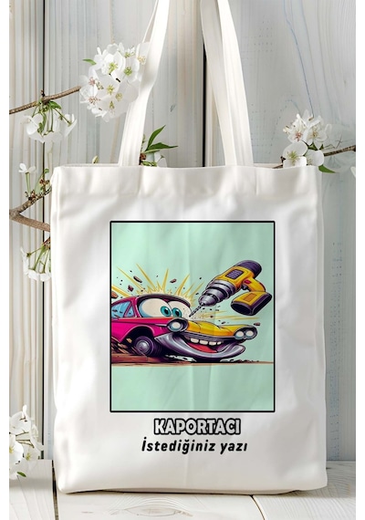 Art Hediye Kaportacı Baskılı Bez Omuz Çantası Kişiye Özel Model 3 Çok Renkli