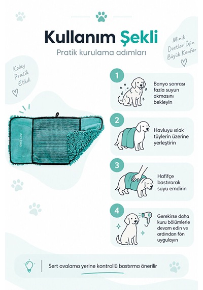 Artero Rumba Kedi Köpek Yüksek Emici Mikrofiber Kurulama Ve Kurutma Havlusu 77x40 Cm