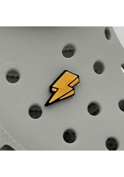 Crocs Terlik Süsü Ve Aksesuarı , Çanta Süsü Renkli Jibbitz 3d Kabartmalı Şimşek 05 Görselli Figür Aksesuarı Hardal-siyah