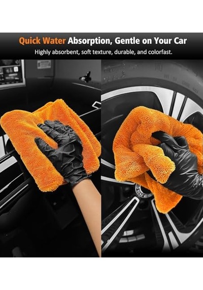 Wonkey- Premium Oto Kurulama Havlusu 50x70 Cm, Çift Taraflı Araba Yıkama Bezi, Araç Kurulama Havlu, Süper Emici Araç Kurulama Bezi Profesyonel Araç Temizlik Havlusu- 950 Gsm