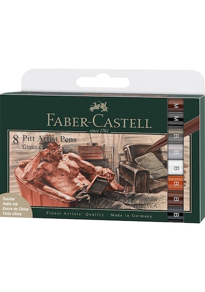 Faber-Castell Pitt Artist Pen Fırça Uç 8'li, Klasik Renkler