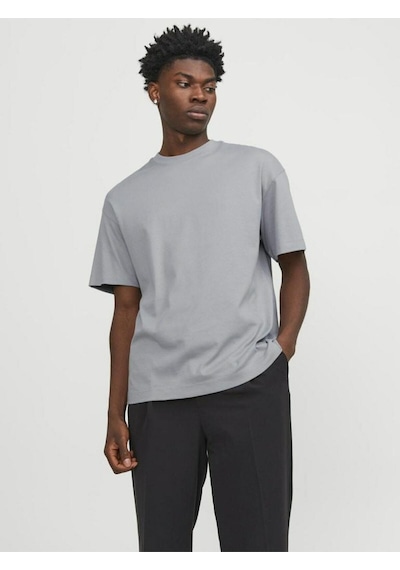 Jack & Jones Erkek Bisiklet Yaka Loose Fit Gri T-shirt - 12254412