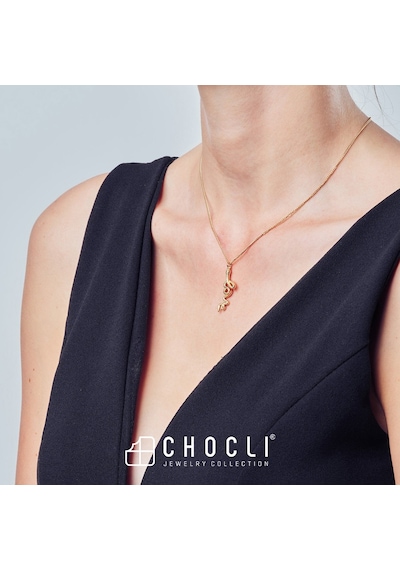 Chocli 18 Ayar Altın Kaplama Love Snake Kolye Siyah - Pembe