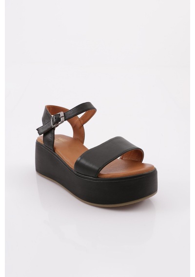 Dgn 6002 Kadin Kalin Taban Sandalet Siyah