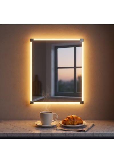 40x60 Cm Linea Frame Led Dimmable Dokunmatik Dikdörtgen Ayna Günışığı 3000k Sarı