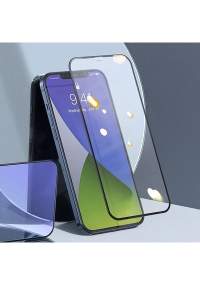 Baseus Apple     Uyumlu iPhone 12 Pro Max 6.7 0.3mm Full Anti Blue Light Tempered Cam Ekran Koruyucu 2adet Set- 5775