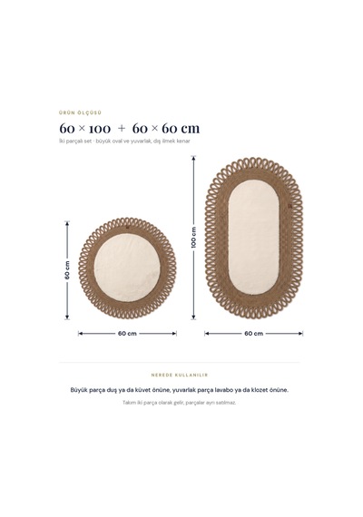 Banyo Paspası Takımı 60x100+60x60 Cm Dış Trikot Bej & Camel