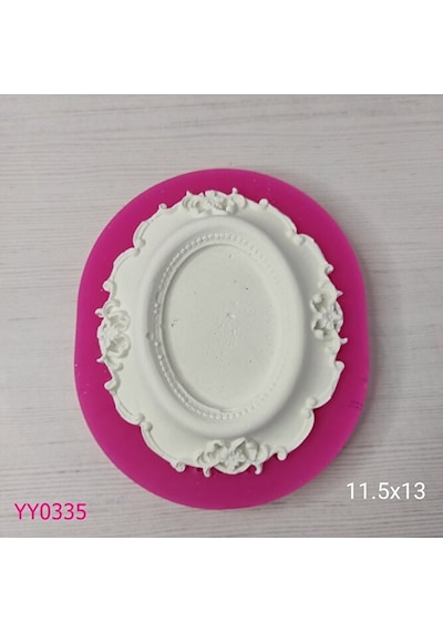Yy0335 Çiçekli Elips Çerçeve Silikon Kalıp