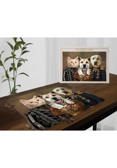 Bk Gift Evcil Dostlara Özel 1000 Parça Profesyonel Puzzle, 3'lü Evcil Dost Portre, Evcil Hayvan Puzzle-1