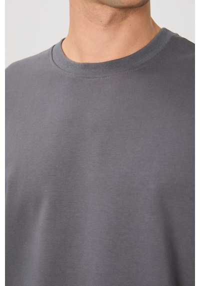 Air Jones Tommy Life Koyu Gri Pamuk Yumuşak Dokulu Standart Fit Basic Erkek Sweatshirt - 88363 Koyu Gri