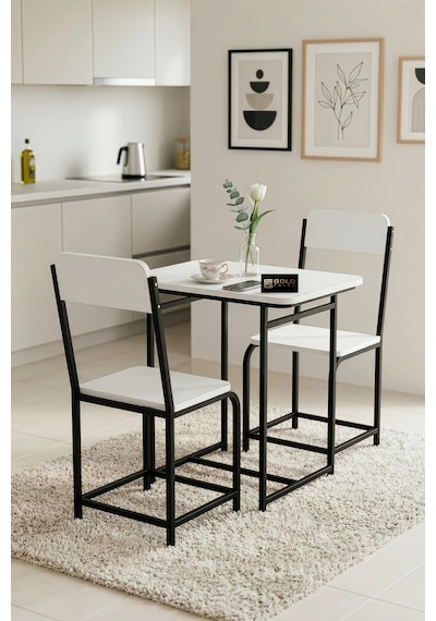 Mutfak Masa Takımı Sandalyeli 2 Kişilik Modern Balkon Cafe Bahçe Yemek Masası Minör 9805 Beyaz Çok Renkli Mutfak Masa Takımı Sandalyeli 2 Kişilik Modern Balkon Cafe Bahçe Yemek Masası Minör 9805 Beyaz Çok Renkli