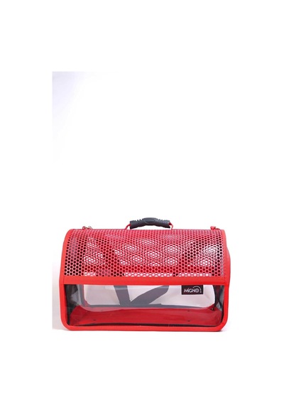 Tr Flybag Voyager Fileli Şeffaf Model Kedi Köpek Taşıma Çantası, 46x30x27 Cm, Kırmızı