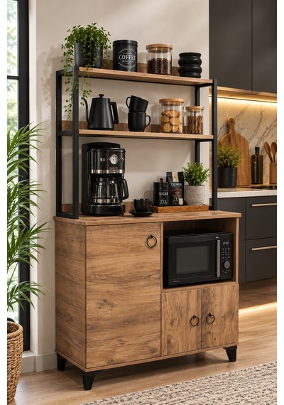 Çok Amaçlı Kahve Köşesi Ve Mikrodalga Fırın Dolabı Mutfak Düzenleyici Raf Organizer 97x33x165 Cm Atlantik Çam Çok Amaçlı Kahve Köşesi Ve Mikrodalga Fırın Dolabı Mutfak Düzenleyici Raf Organizer 97x33x165 Cm Atlantik Çam