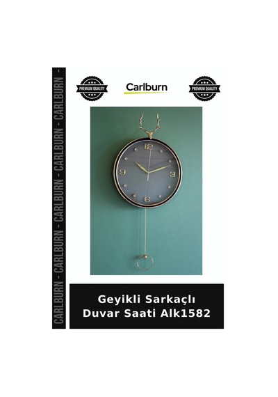Özel Üretim Dekoratif Salon Ahşap Hediye Geyikli Sarkaçlı Duvar Saati Alk1582