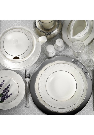 Kütahya Porselen Bone Olympos 62 Parça 9287 Desenli Yemek Takımı
